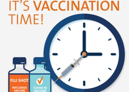 Vials of COVID and flu vaccines, providing essential immunisation in Harrow.
